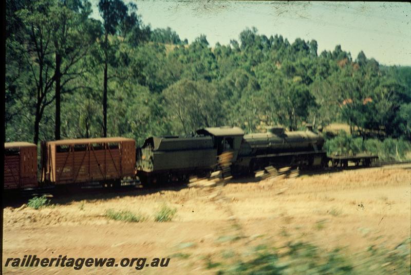 T00881
W class, Bridgetown, PP line, goods train, out of focus
