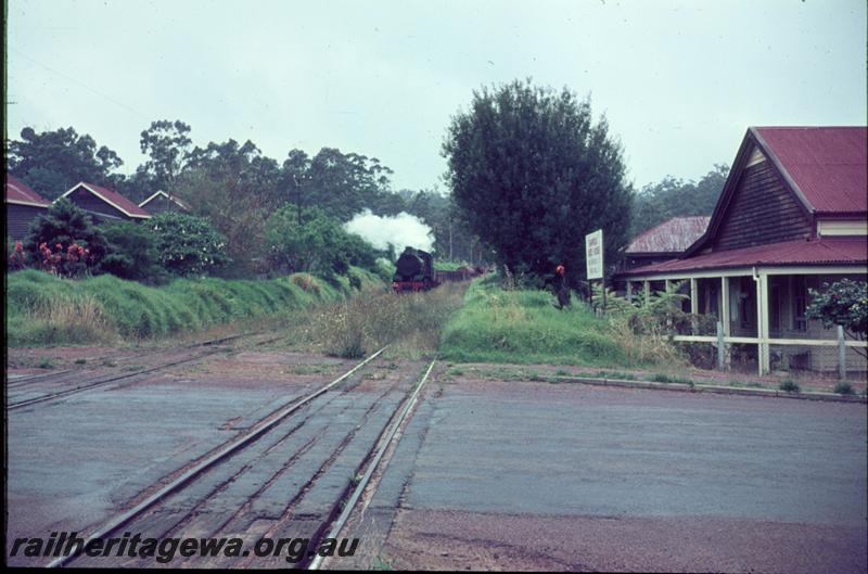 T01168
W class, Pemberton, PP line, approaching level crossing in main street
