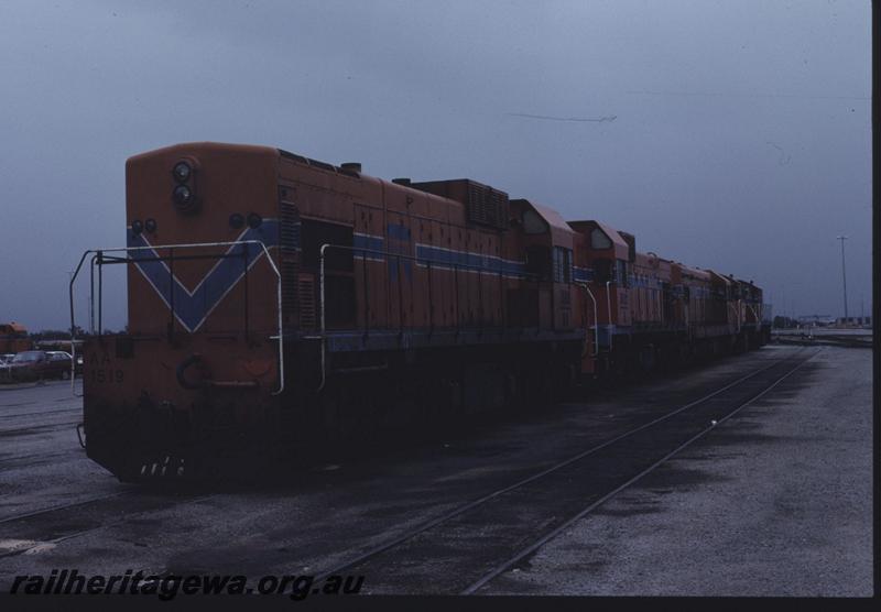 T01283
AA class 1519, end and side view, Forrestfield Yard, Westrail orange livery
