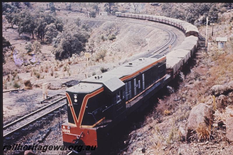 T01313
A class 1501, Swan View, exited tunnel, ER line, goods train, publicity photo
