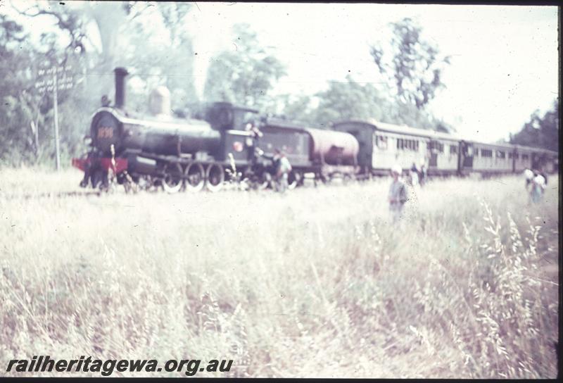 T01425
G class 112, Bunbury, 1898 on smoke box, extra headlight, ARHS tour train
