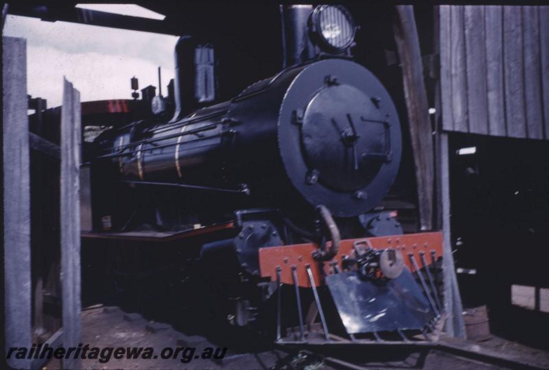 T01698
YX class 86, Yornup, head on view of loco in shed
