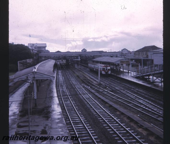 T01711
Railcar set, Perth Station, taken from the Barrack Street Bridge looking west.
