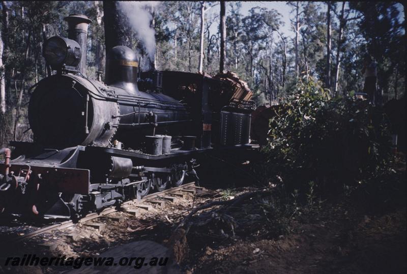 T01734
SSM loco No.1, Pemberton, ready to leave bush landing
