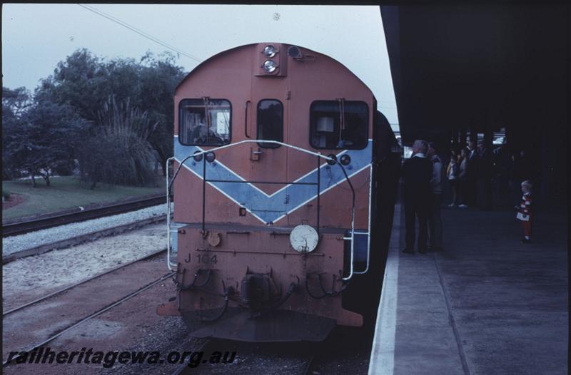 T01767
J class 104, orange livery, head on view
