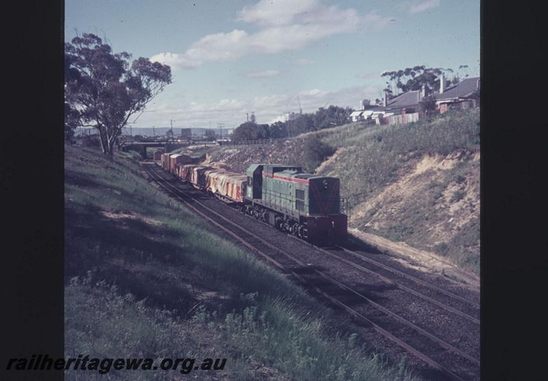 T02048
AA class in green livery, West Leederville Bank, goods train 
