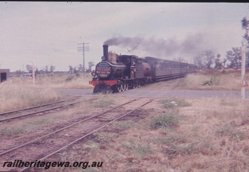 T02255
G class 112, Dardanup, 1898 on smoke box, extra headlight, ARHS tour train
