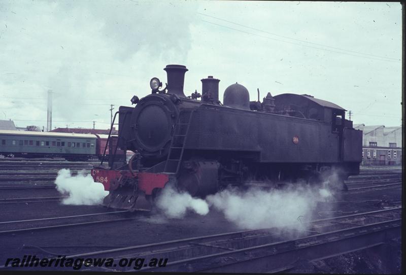 T02296
DM class 584, East Perth loco depot, blowing steam from cylinders

