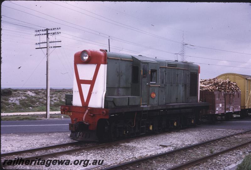 T02792
Y class 1118, GE class wagon with wood load, South Fremantle Power Station, goods train
