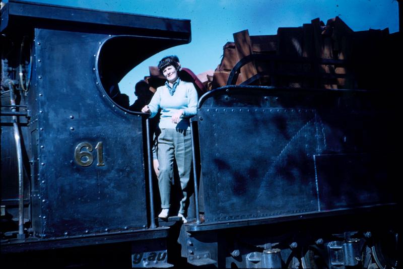 T02980
Jean Moss, wife of Bob, in cab of Millars loco No.61
