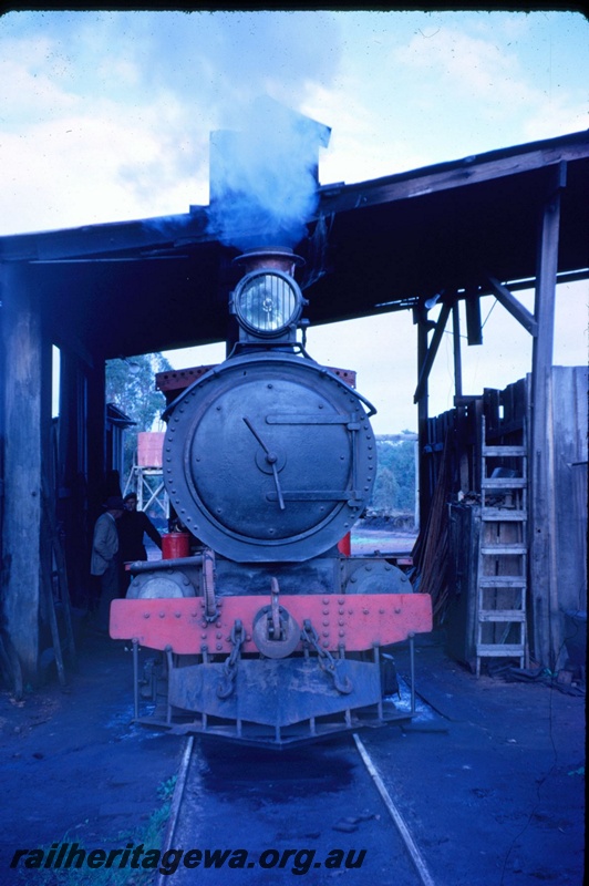 T03075
YX class loco 176, Donnelly Mill, in loco shed, front view
