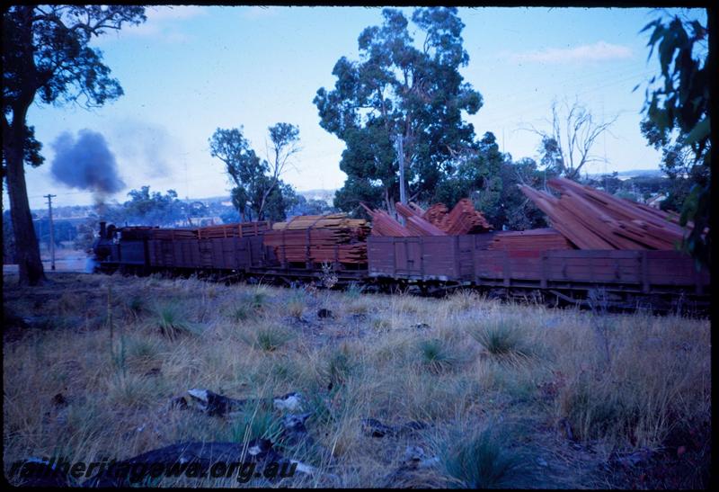 T03084
Millars G type loco, hauling loaded timber train
