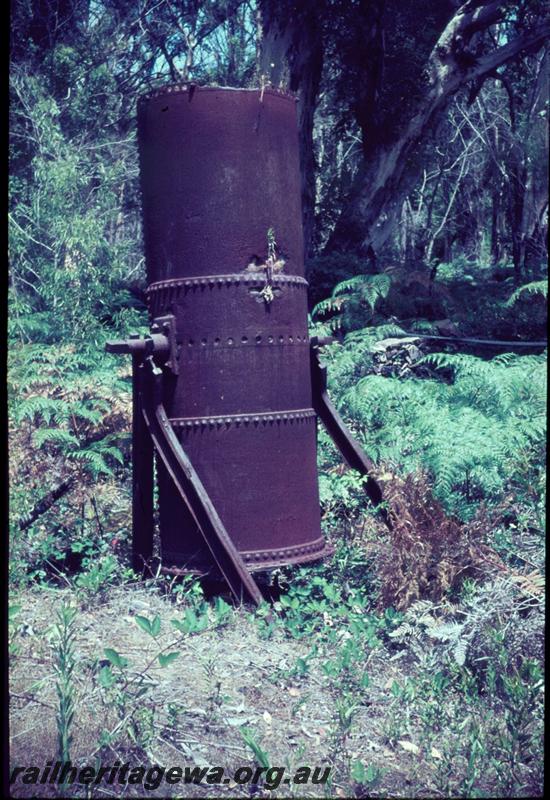 T03104
Boiler, mounted vertically, abandoned, Karridale
