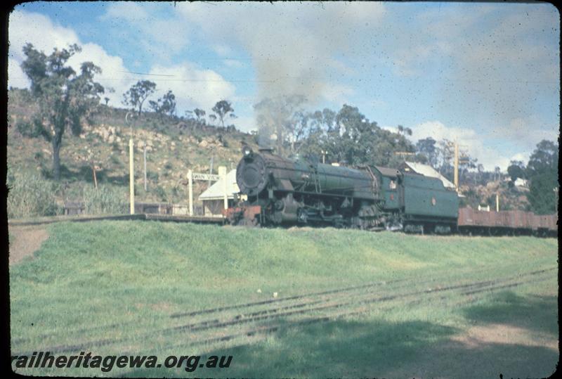 T03167
V class, Swan View, ER line, shows disused sidings in foreground, goods train
