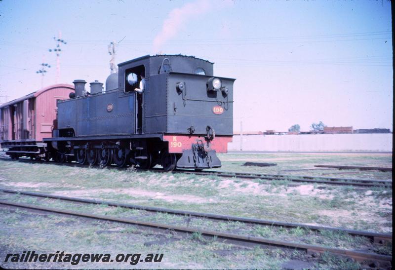 T03228
K class 190, Midland, shunting a brakevan, rear view of bunker
