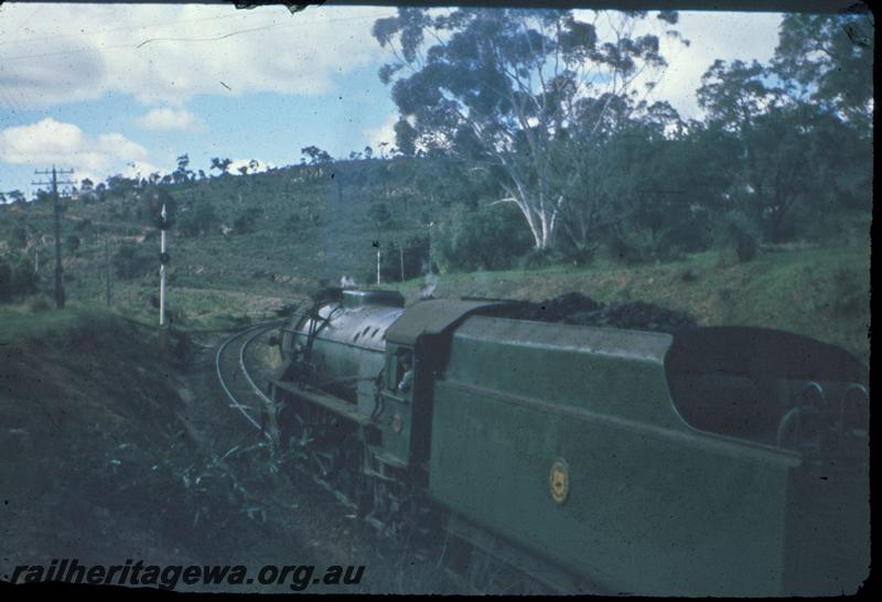 T03245
V class approaching Swan View, ER line, shows position of signal, view forward from tender
