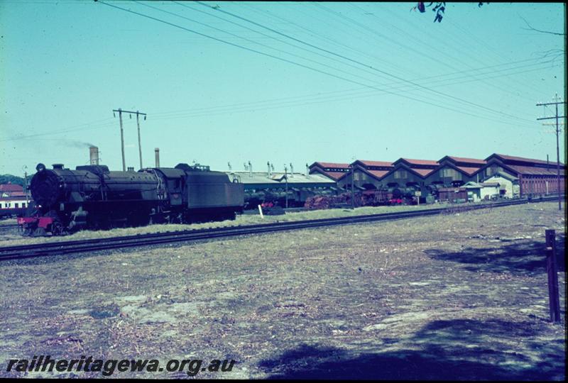 T03277
V class at East Perth loco depot, view of north end of loco sheds
