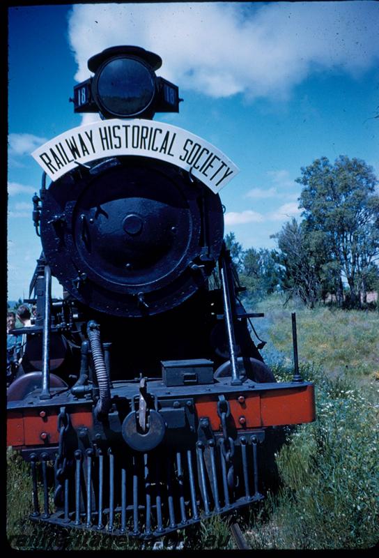 T03282
MRWA C class 18, Muchea, MR line, head on view, on ARHS tour train
