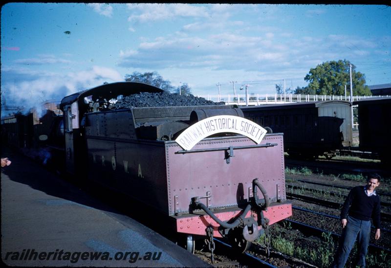 T03286
MRWA C class 18, Midland Junction, having arrived back, view of back of tender, on ARHS tour train to Mooliabeenee
