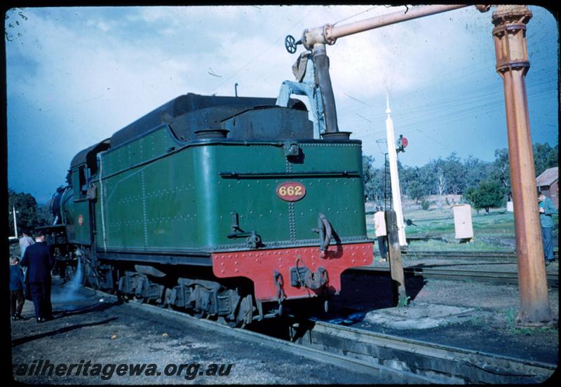 T03321
U class 662, Chidlow, ER line, rear view of tender, taking water, ARHS tour train to Chidlow.
