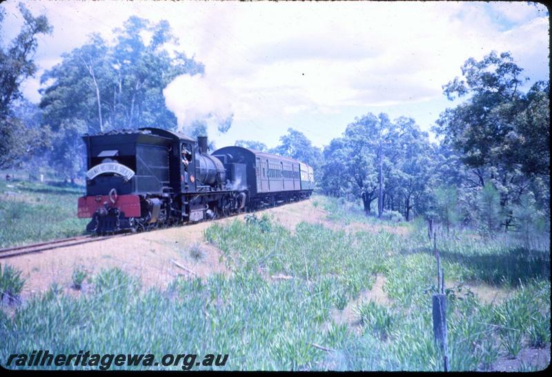 T03332
MSA class 499 Garratt loco, ARHS tour train, en route to Dwellingup, PN line
