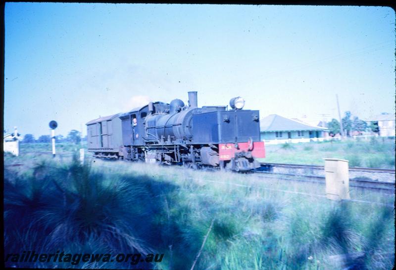 T03338
MSA class 492 Garratt loco hauling only a brakevan, Mundijong, SWR line, side and front view
