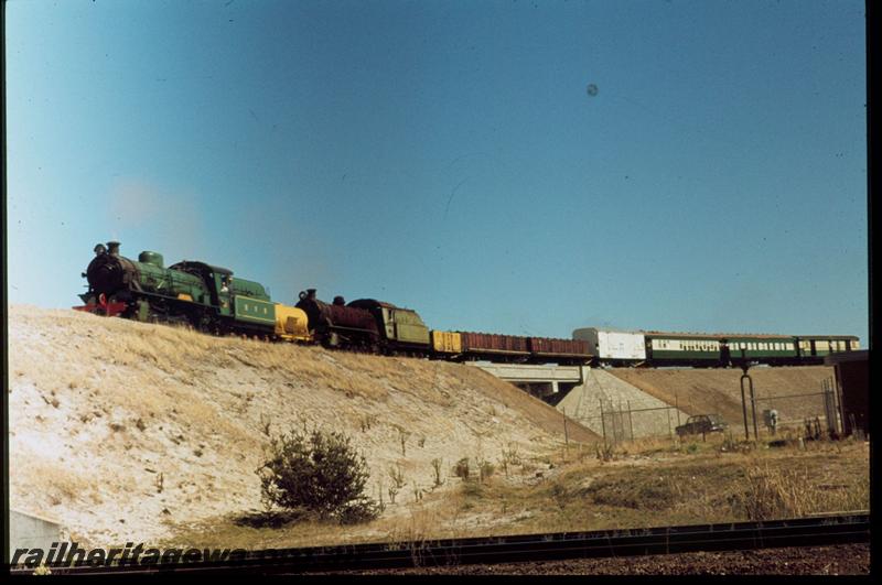 T03342
HVR's W class 945 towing W class 908 over the fly over at Kewdale
