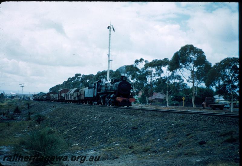 T03498
PMR class 733, Bayswater, goods train, shows very tall signal in background
