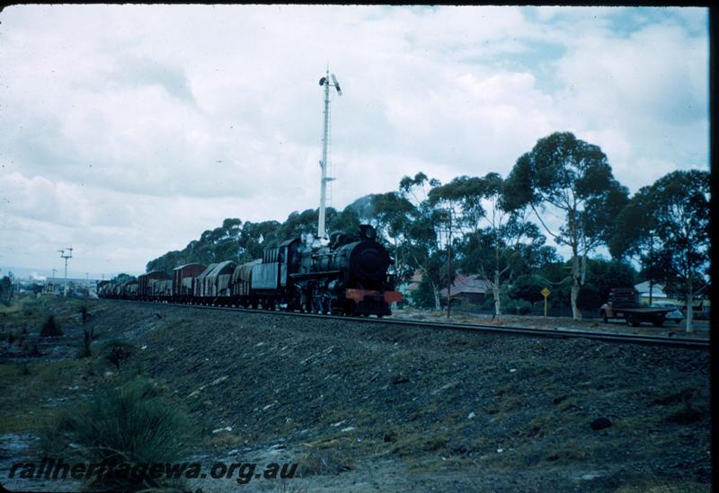 T03498
PMR class 733, Bayswater, goods train, shows very tall signal in background
