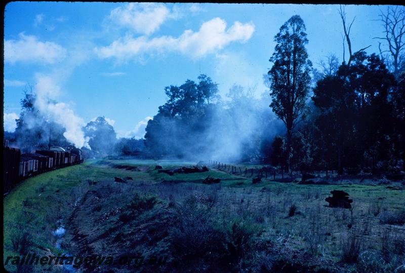 T03552
View along track, Moorhead, BN line, goods train
