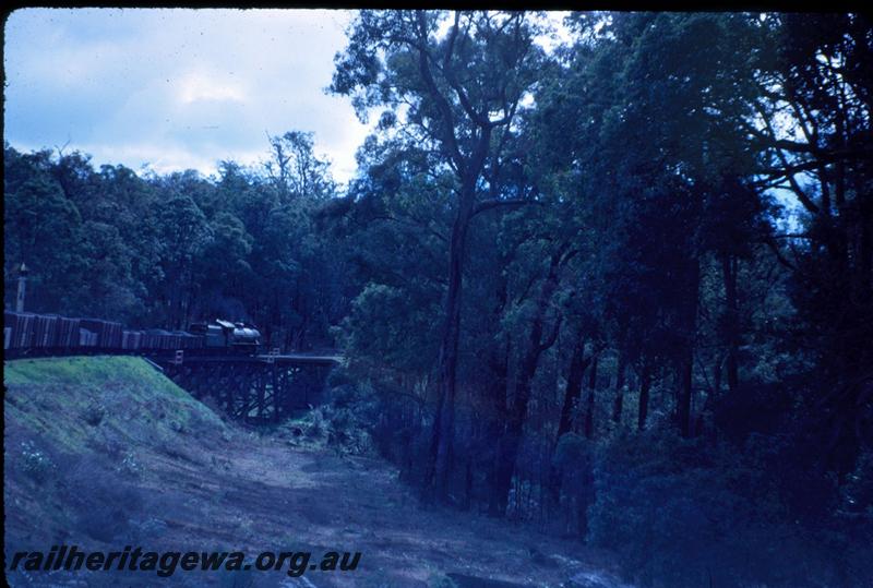 T03553
View along track, trestle bridge, Collie Brunswick line, BN line, coal train
