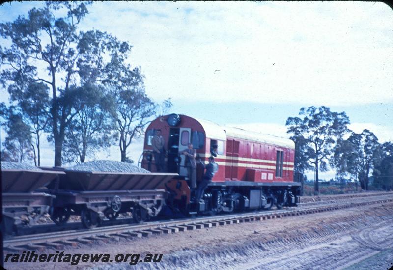 T03602
MRWA G class 51, Herne Hill, First ballast train for the standard gauge project, rear and side of loco
