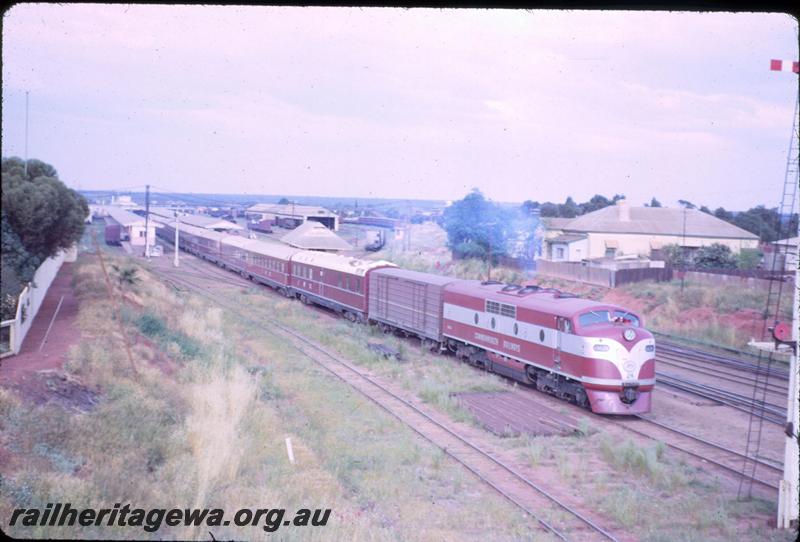 T03693
Commonwealth Railways (CR) GM class 24, on No.428 passenger train, Kalgoorlie heading east.
