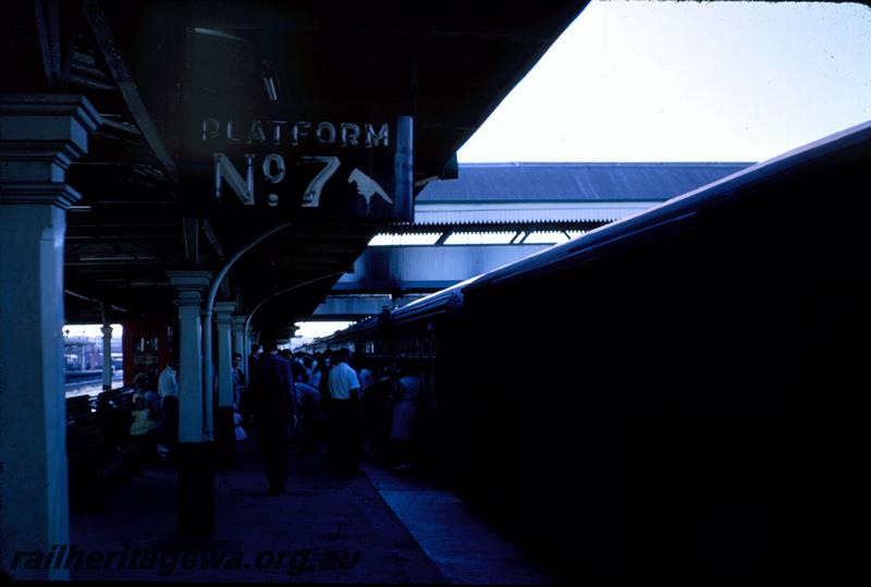 T03788
No.7 platform, Perth Station with passenger train No.85 ready to depart
