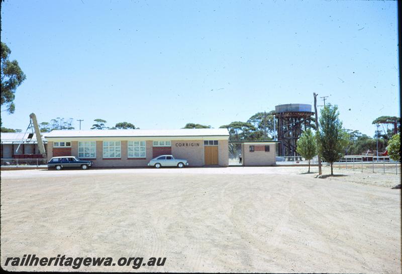 T03848
Station building, water tower, Corrigin, NWM line, roadside view
