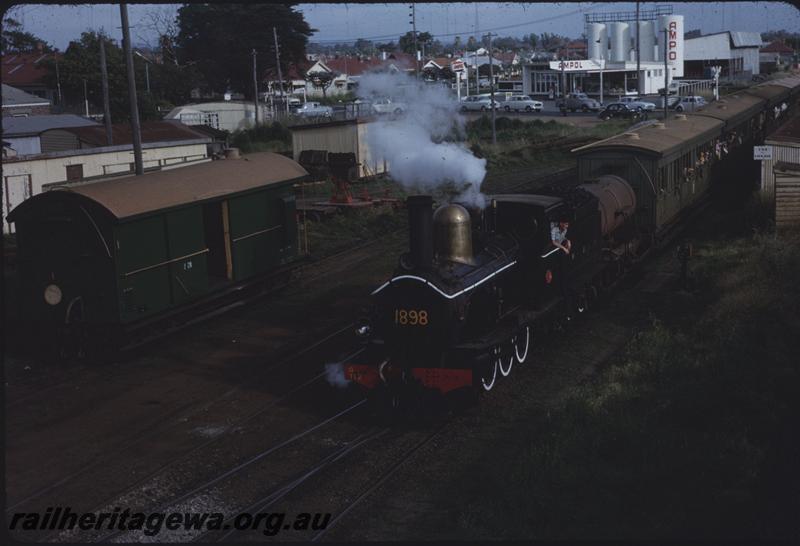 T03907
G class 112, Bunbury, 1898 on smoke box, extra headlight, ARHS tour train
