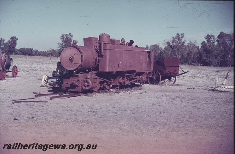 T04006
Mallet loco, Whiteman Park, derelict, front and side view, on display
