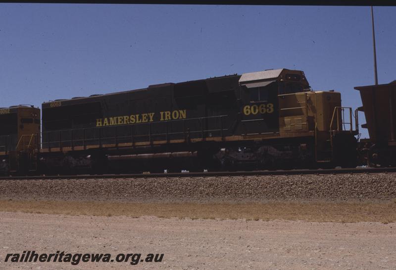 T04034
Hamersley Iron loco SD50 class 6063, one of five EMD SD50 units built in Australia by Clyde Engineering, RIO line
