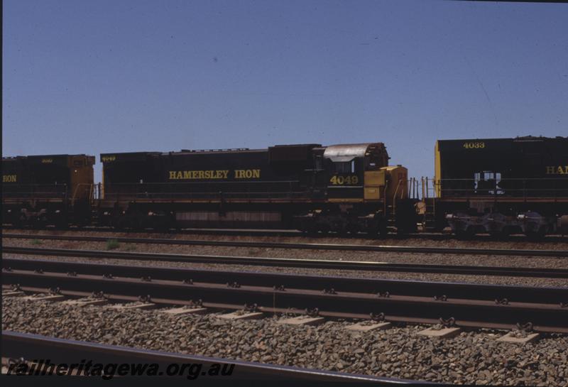 T04036
Hamersley Iron Alco loco M636 class 4049, Seven Mile Workshops, Dampier, RIO line
