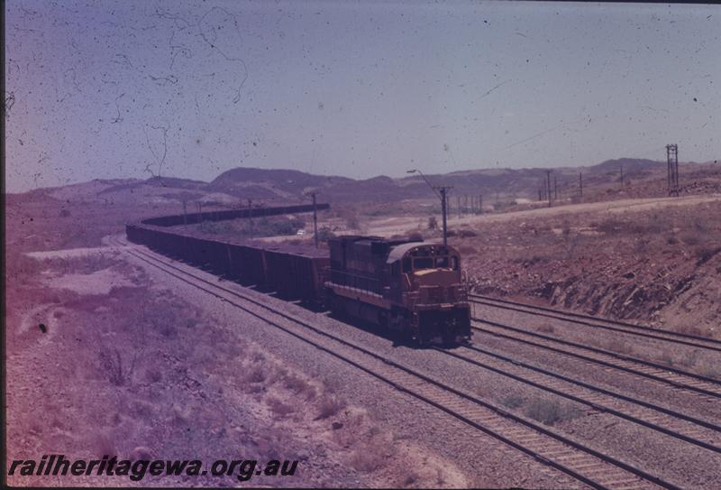T04048
Hamersley Iron Alco loco C636 class 2011, renumbered to 3011 in 1972, loaded train Parker Point, Dampier, RIO line
