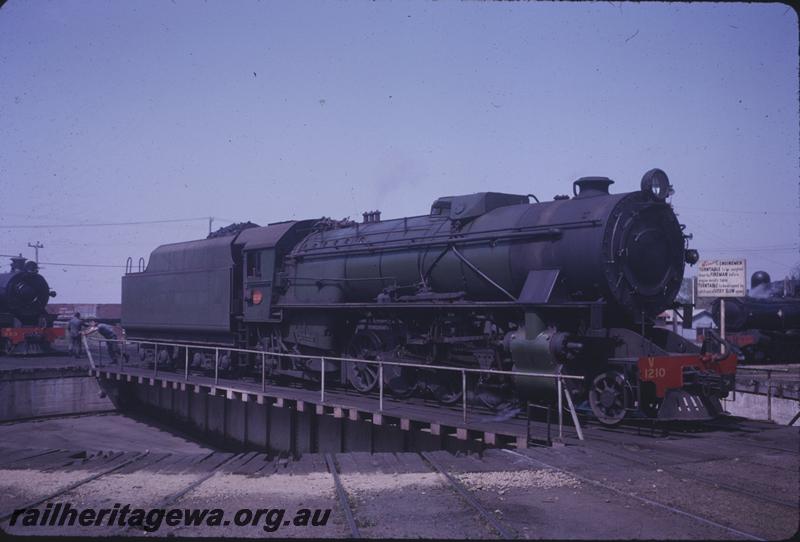 T04201
V class 1210, turntable, East Perth Loco Depot, side and front view
