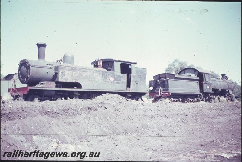 T04210
N class 210, front and side view, F class, out of service, Midland workshops Graveyard, 
