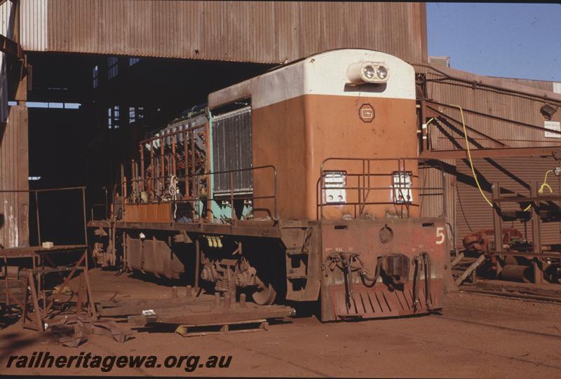 T04230
 Goldsworthy Mining Limited A class No.5 English Electric loco undergoing a major overhaul, Goldsworthy workshops, GOLD line
