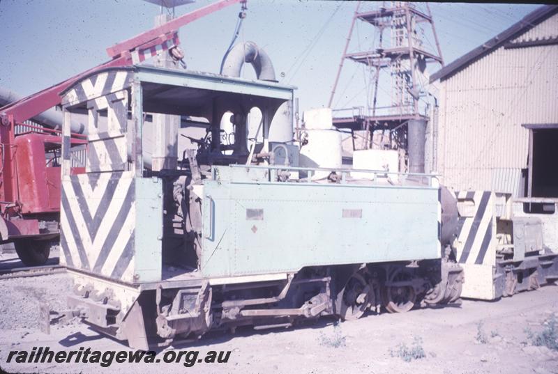 T04249
Orenstein and Koppel (O&K) Mallet loco, Great Boulder Mines, Boulder, end and side view
