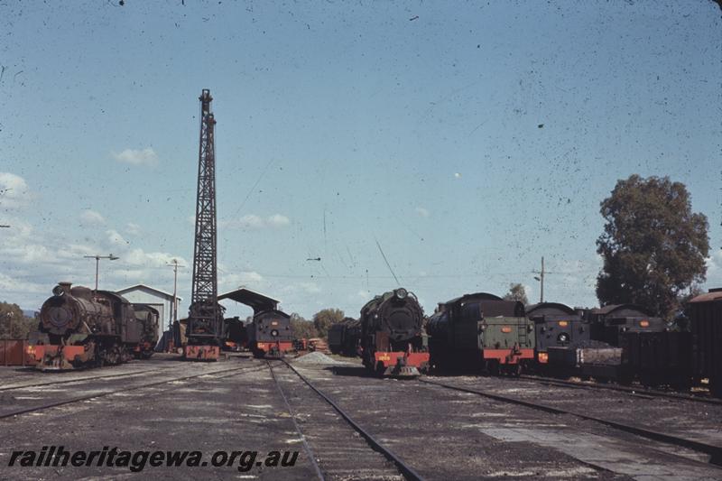 T04276
Steam loco depot, Midland, W class 941, V class 1209, W class 920 and steam crane in view
