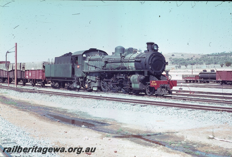 T04473
PM class 703 steam locomotive awaiting departure from Avon Yard with a westbound goods train.
