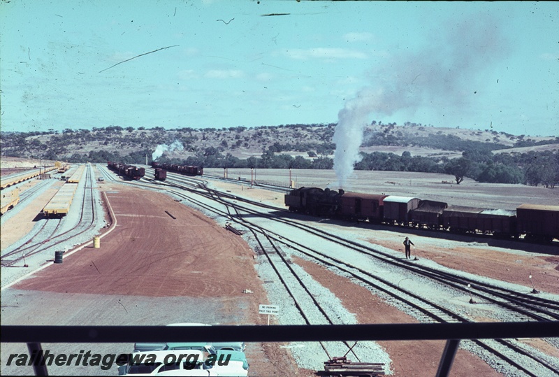 T04474
PM class 703 steam locomotive pictured in Avon Yard from the Yardmaster's Building. The short stub track in the foreground was used for storage of an Inspection coach.
