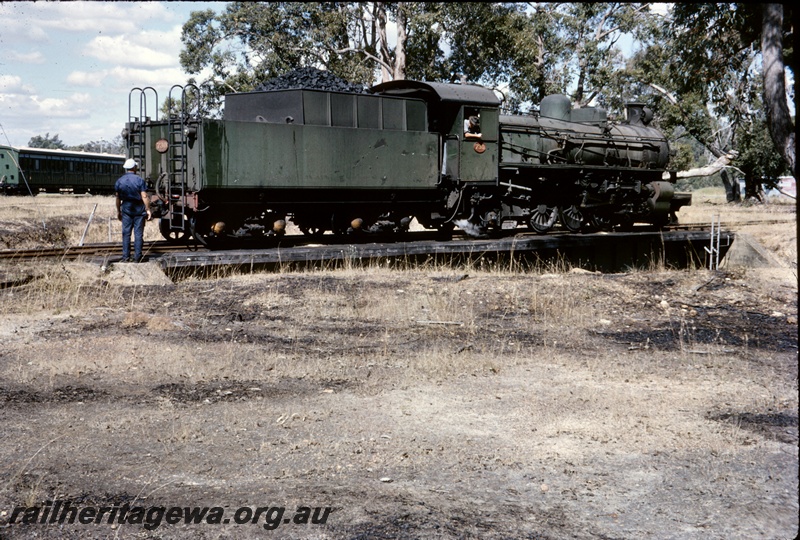 T04601
PMR class 730 steam locomotive on the turntable at Midland Loco depot.
