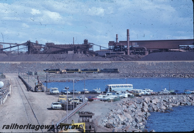 T04784
Hamersley Iron (HI) GE36-7 class 5057, 5058, 5059 (Goninan-GE) new locomotives off loaded from vessel MV Iron Baron waiting commissioning at Dampier.

