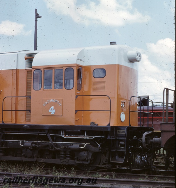 T04820
Goldsworthy Mining (GML) A class 4 at Delec, NSW on delivery trip from English Electric works in Rocklea, Queensland to Western Australia. 
